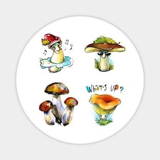 Cute Funny Mushrooms 4 Pack Magnet